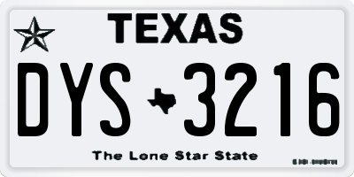 TX license plate DYS3216