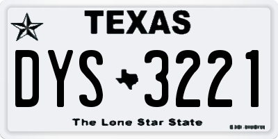 TX license plate DYS3221