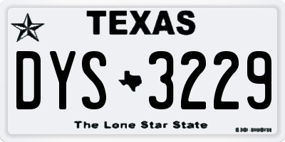 TX license plate DYS3229