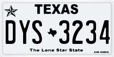 TX license plate DYS3234