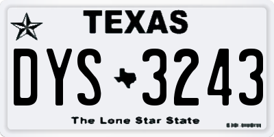 TX license plate DYS3243