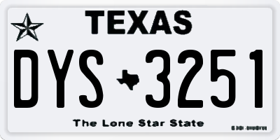 TX license plate DYS3251