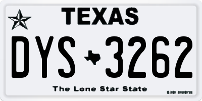 TX license plate DYS3262