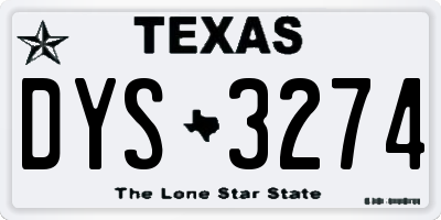 TX license plate DYS3274