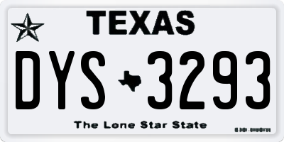 TX license plate DYS3293