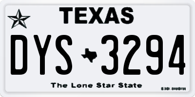 TX license plate DYS3294