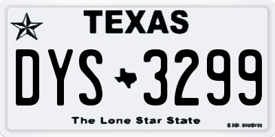 TX license plate DYS3299