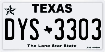 TX license plate DYS3303