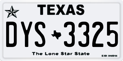 TX license plate DYS3325