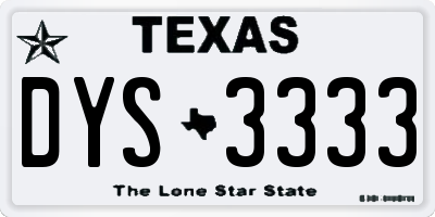 TX license plate DYS3333