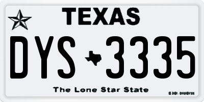 TX license plate DYS3335