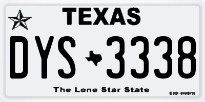 TX license plate DYS3338