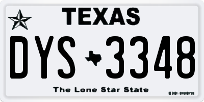 TX license plate DYS3348