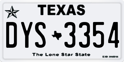 TX license plate DYS3354