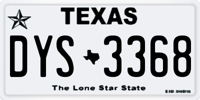 TX license plate DYS3368