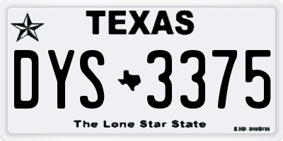 TX license plate DYS3375