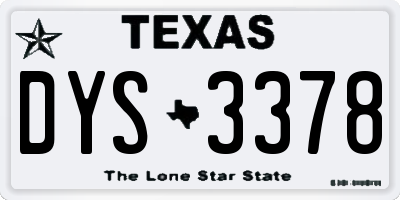 TX license plate DYS3378