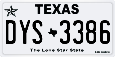 TX license plate DYS3386