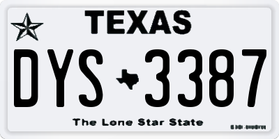 TX license plate DYS3387