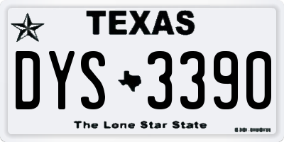 TX license plate DYS3390