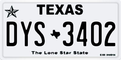 TX license plate DYS3402