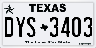 TX license plate DYS3403
