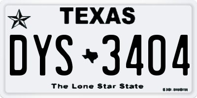 TX license plate DYS3404