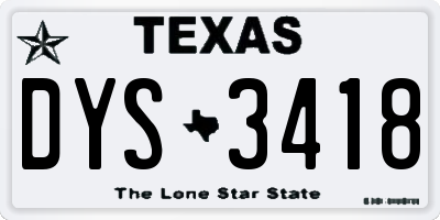 TX license plate DYS3418