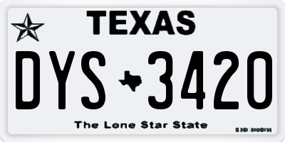 TX license plate DYS3420