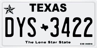 TX license plate DYS3422
