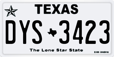 TX license plate DYS3423