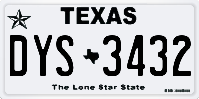TX license plate DYS3432