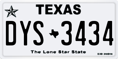TX license plate DYS3434