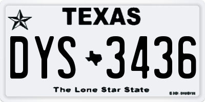 TX license plate DYS3436