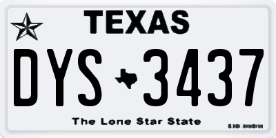 TX license plate DYS3437