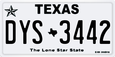 TX license plate DYS3442