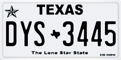 TX license plate DYS3445