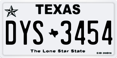 TX license plate DYS3454