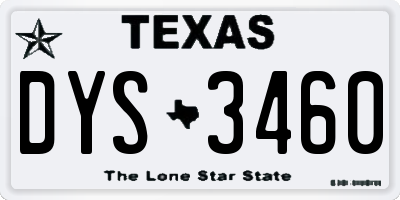 TX license plate DYS3460