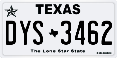 TX license plate DYS3462