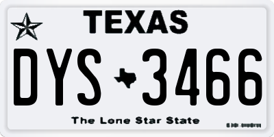 TX license plate DYS3466