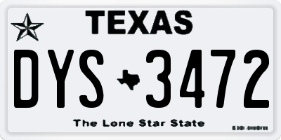 TX license plate DYS3472