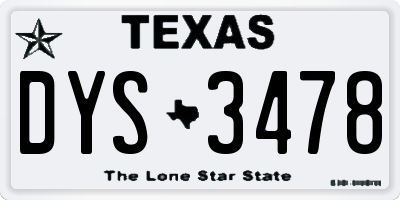 TX license plate DYS3478