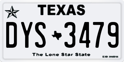 TX license plate DYS3479
