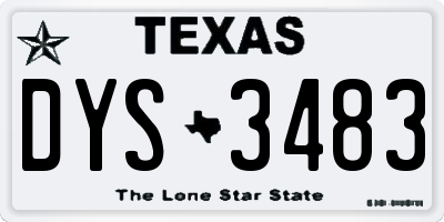 TX license plate DYS3483