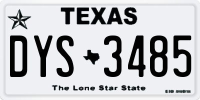 TX license plate DYS3485
