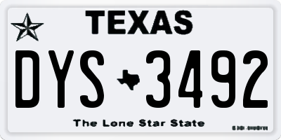 TX license plate DYS3492