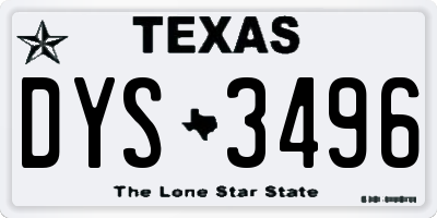 TX license plate DYS3496