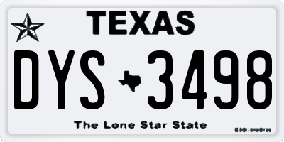 TX license plate DYS3498