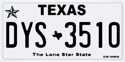 TX license plate DYS3510